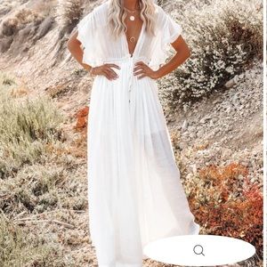 VICI ANIKA POCKETED BUTTON DOWN RUFFLE MAXI DRESS- BLACK